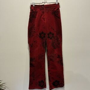 Harold's Wine Red & Black Floral Women's Corduroy Pants Slacks size 2